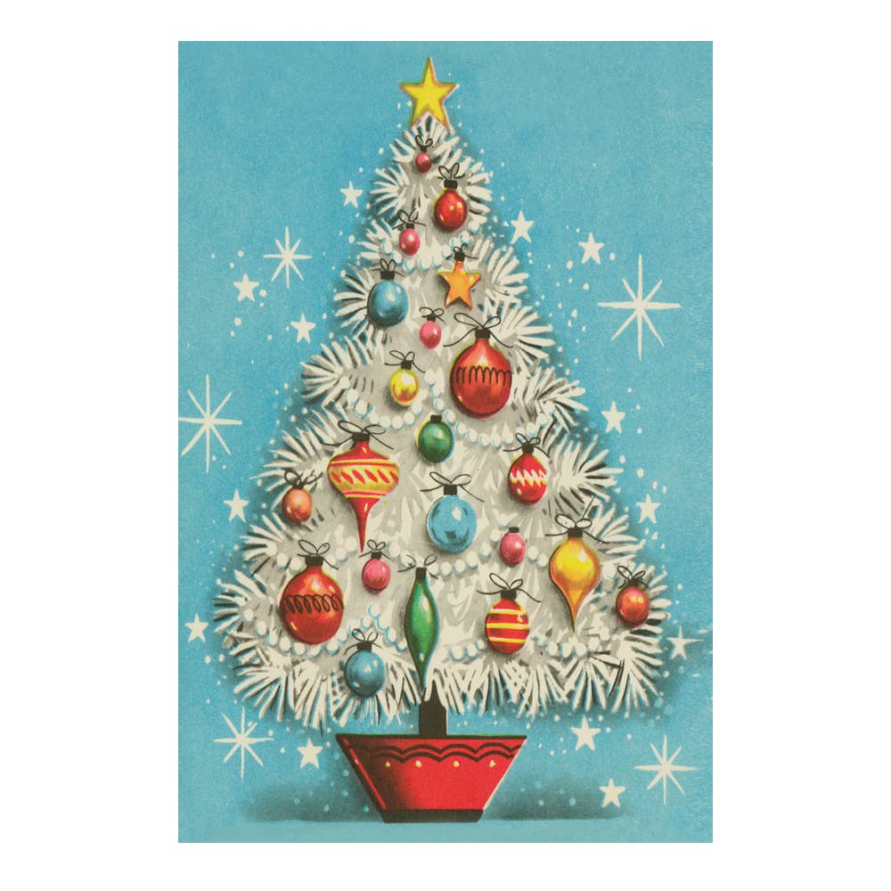 Wright Card Company - Wholesale Christmas Card - Retro White Christmas Tree - Box Set of 10 (C10201)2