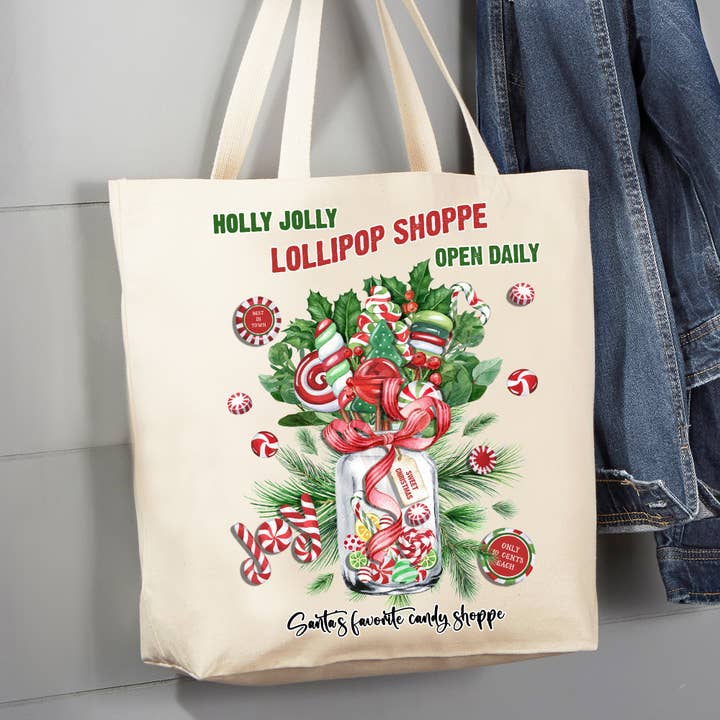 Bolsa de lona Christmas Holly Jolly Lollipop Shoppe de 12 oz para venta al por mayor de Avery Lane Gifts