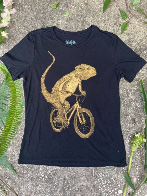Bearded Dragon on A Bicycle Women's Shirt for wholesale by Dark Cycle Clothing