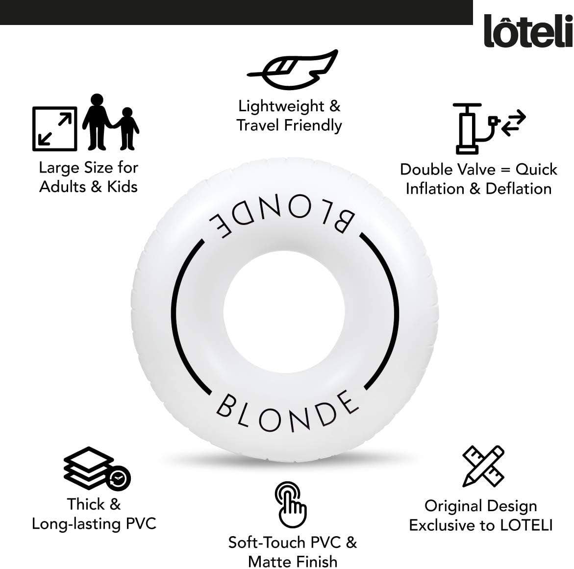 Garden Guru Lawn & Garden Tools - Wholesale Inflatables - LÔTELI Blonde Black and White Pool Float4