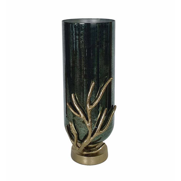A&B Home Group Inc. - Wholesale Vase - 7x6x17" Glass Vase With Aluminum Base - Gold/Silver/Black3