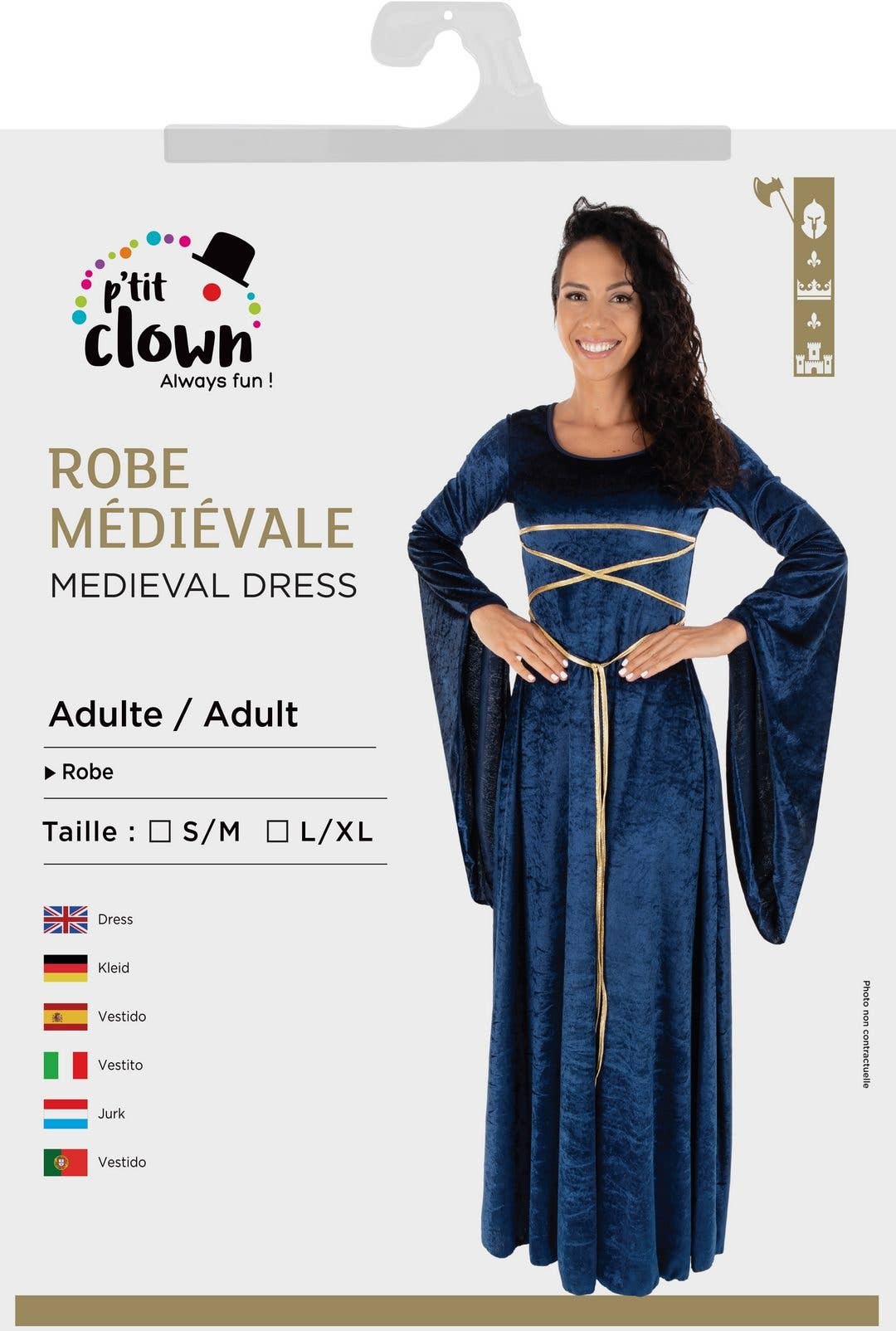P'tit Clown - Wholesale Costume - Women's - Medieval Dress - Blue - Adult - L/XL0
