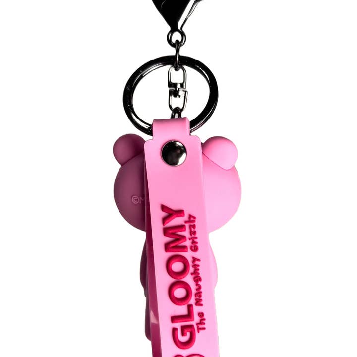 LASR – Porta-chaves - Mulher por atacado – Gloomy Bear Bloody Bear Porta-chaves Figura 3D de Silicone Rosa2