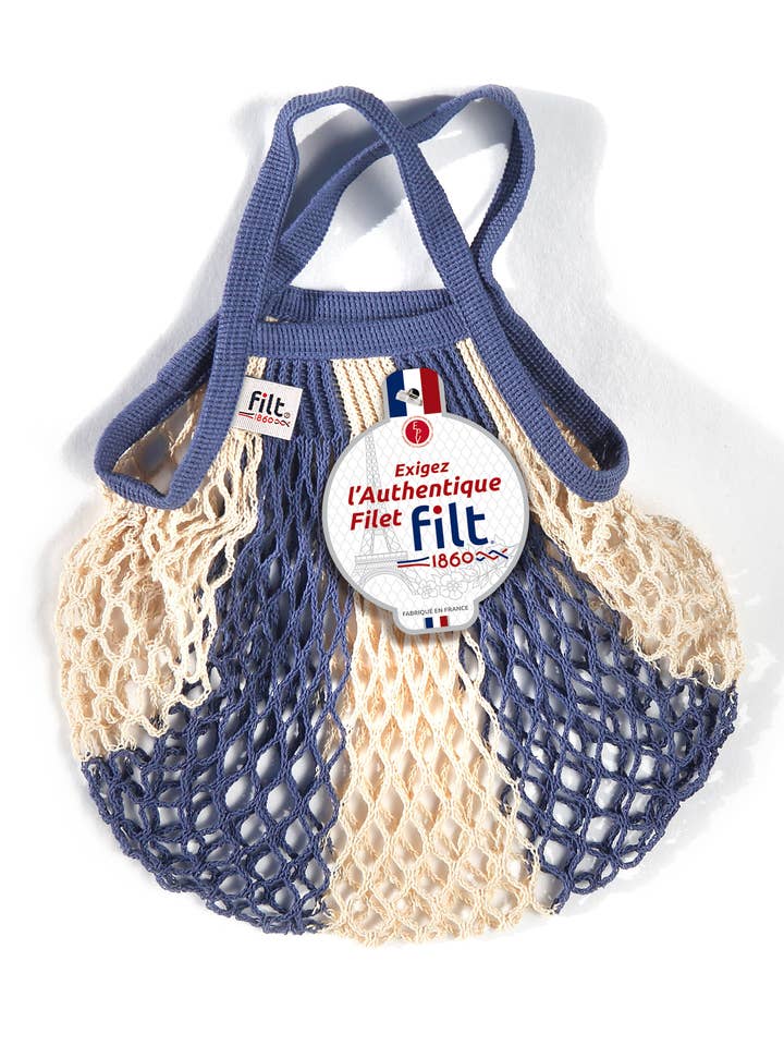 Blå Ecru Mini indkøbsnet for engroshandel hos Filt1860