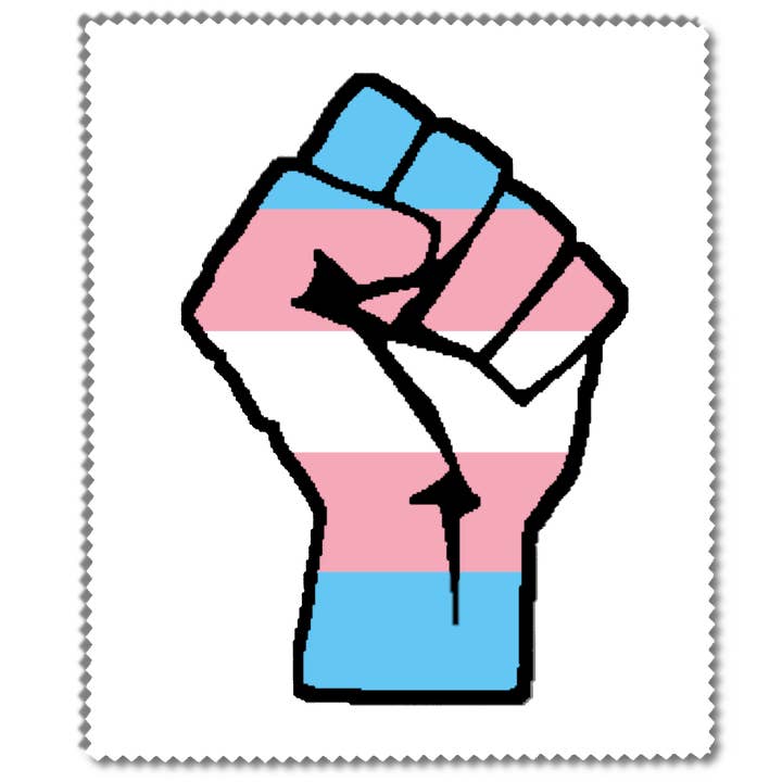 Brillenputztuch: Trans* Pride Faust (auf Weiß) für den Großhandel von trans*fabel