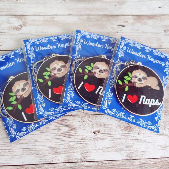 Kims Crafty Corner - Wholesale Keychain - Women's - I love Naps Keychain Charm, Size Approx. 2.5" / 6cm3