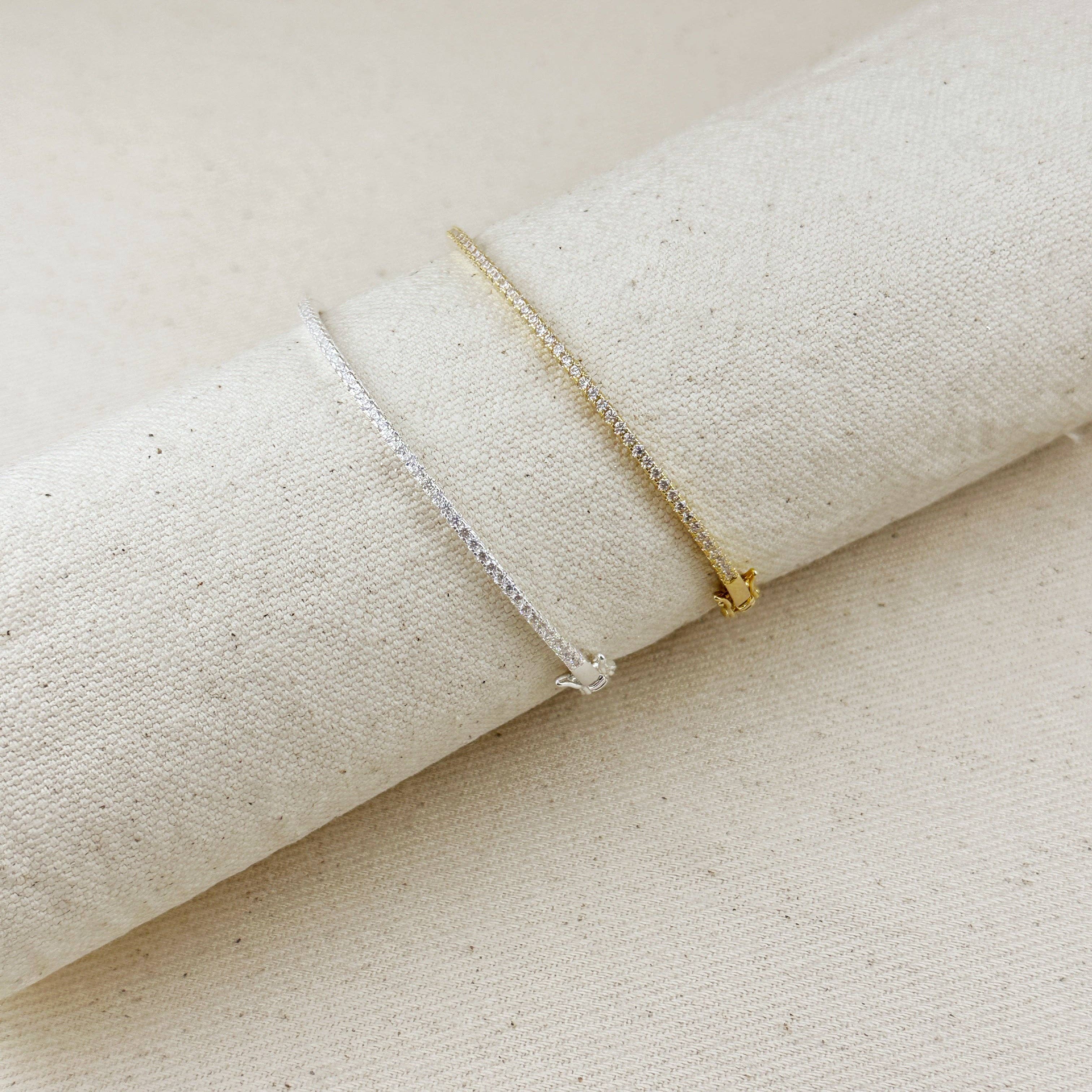 GoldFi - Wholesale Bangle Bracelet - 18k Gold Filled Thin Line CZ Bangle Bracelet9