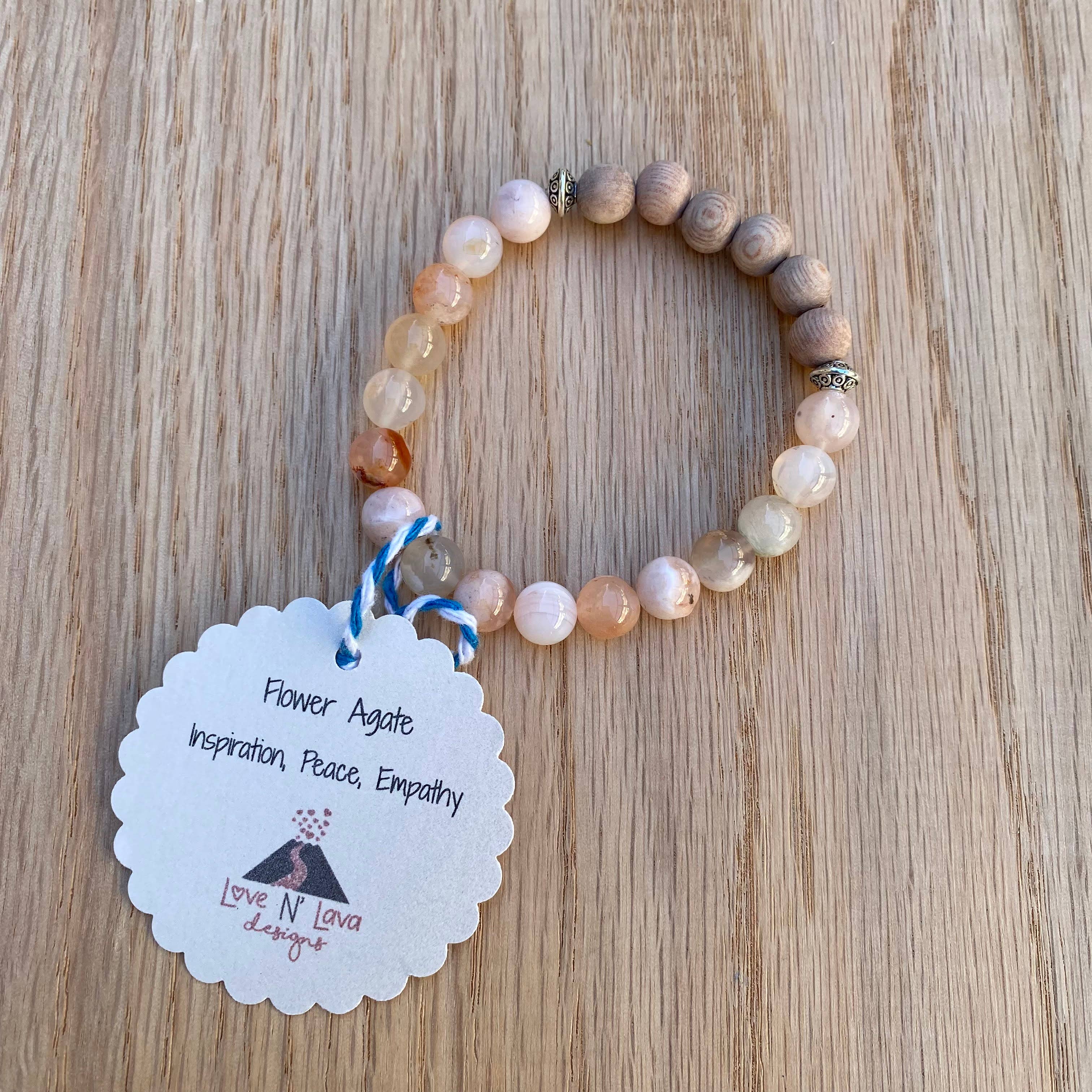 Love N’ Lava Designs – Großhandel Aromatherapie-Armband – Aromatherapie-Diffusor-Armband mit Blumenachat und Rosenholz2