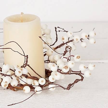 Holiday Depot Inc. - Wholesale Wreath - 30823- 12in(3.5in)Wreath-White Snowberries with wispy twigs-3