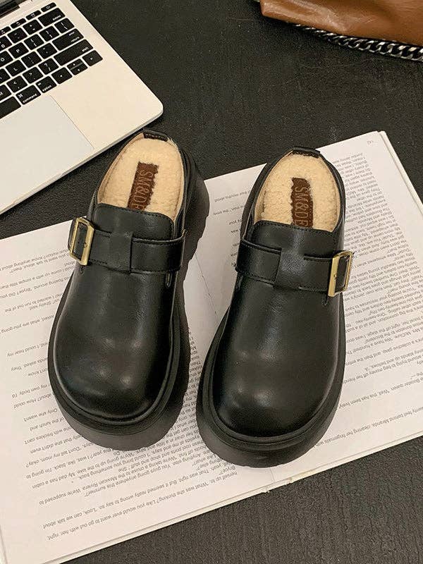 StyleGalX – wholesale Lågskor/mockasiner – Dam – Bältespänne Rundtå Delad Söm Loafers Platåskor Tofflor&Mules4
