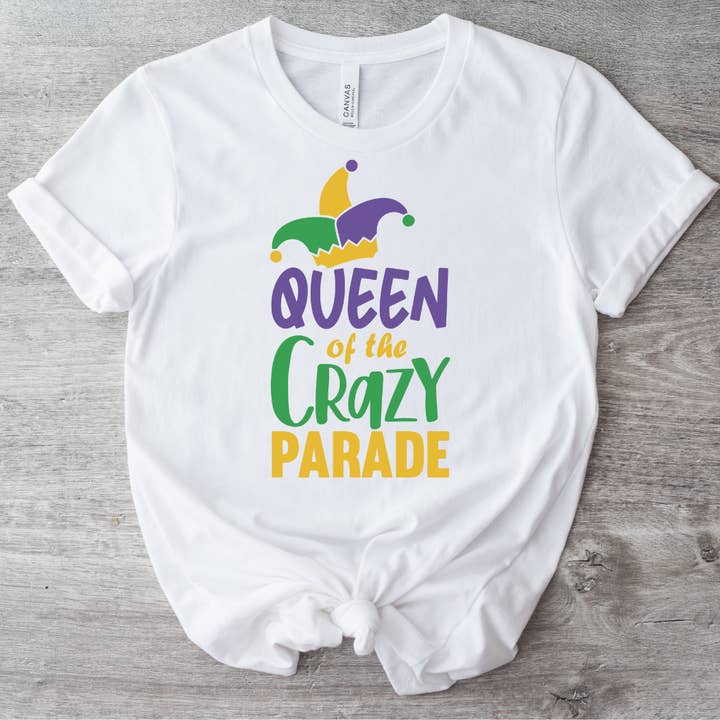 Queen Of The Crazy Parade Mardi Gras T-Shirt für den Großhandel von Londas Trendy Tees