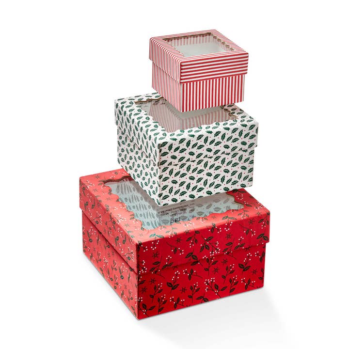 Tis The Season Scallop Window Box Set of 3Paper Christmas for wholesale by tag