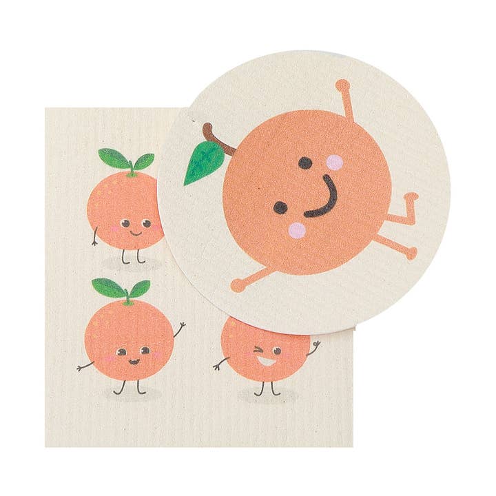 Swedish Circle & Square Dish Cloth 2Pc Orange Assorted for wholesale by IH Casa Decor