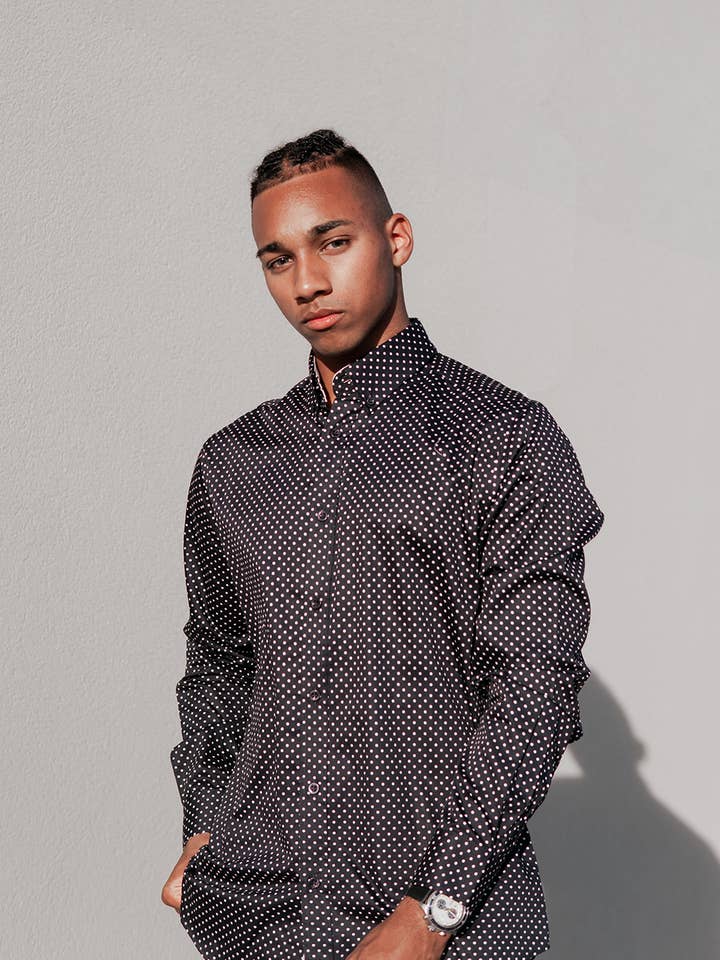 Navy Dotted Dress Shirt for wholesale by Progoti