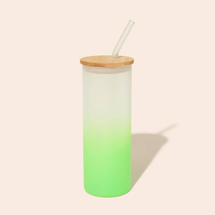 Bamboo Switch - Wholesale Drinking Glass/Cup - Colored Tall Glass Cup with Glass Straw 4