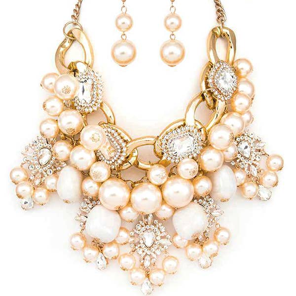 Artini Accessories - Wholesale Jewelry Set - Mix Pearls Statement Oversize Necklace Set