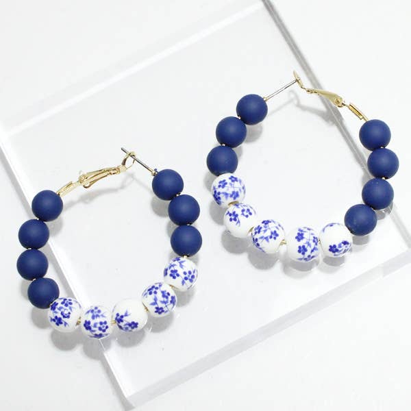 SOPHIA WHOLESALE - Wholesale Hoop Earrings - Porcelain ceramic bead hoop earring