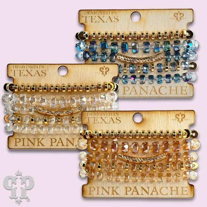 Pink Panache Brands - Wholesale Beaded Bracelet - Faceted heishi bead bracelet with twisted tube bead feature5