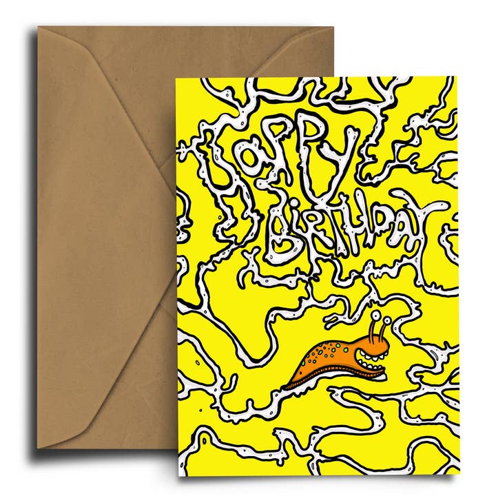 Baba de Babosa - Divertido - Animal - Tarjeta de Cumpleaños Feliz para venta al por mayor de Dixon Does Doodles