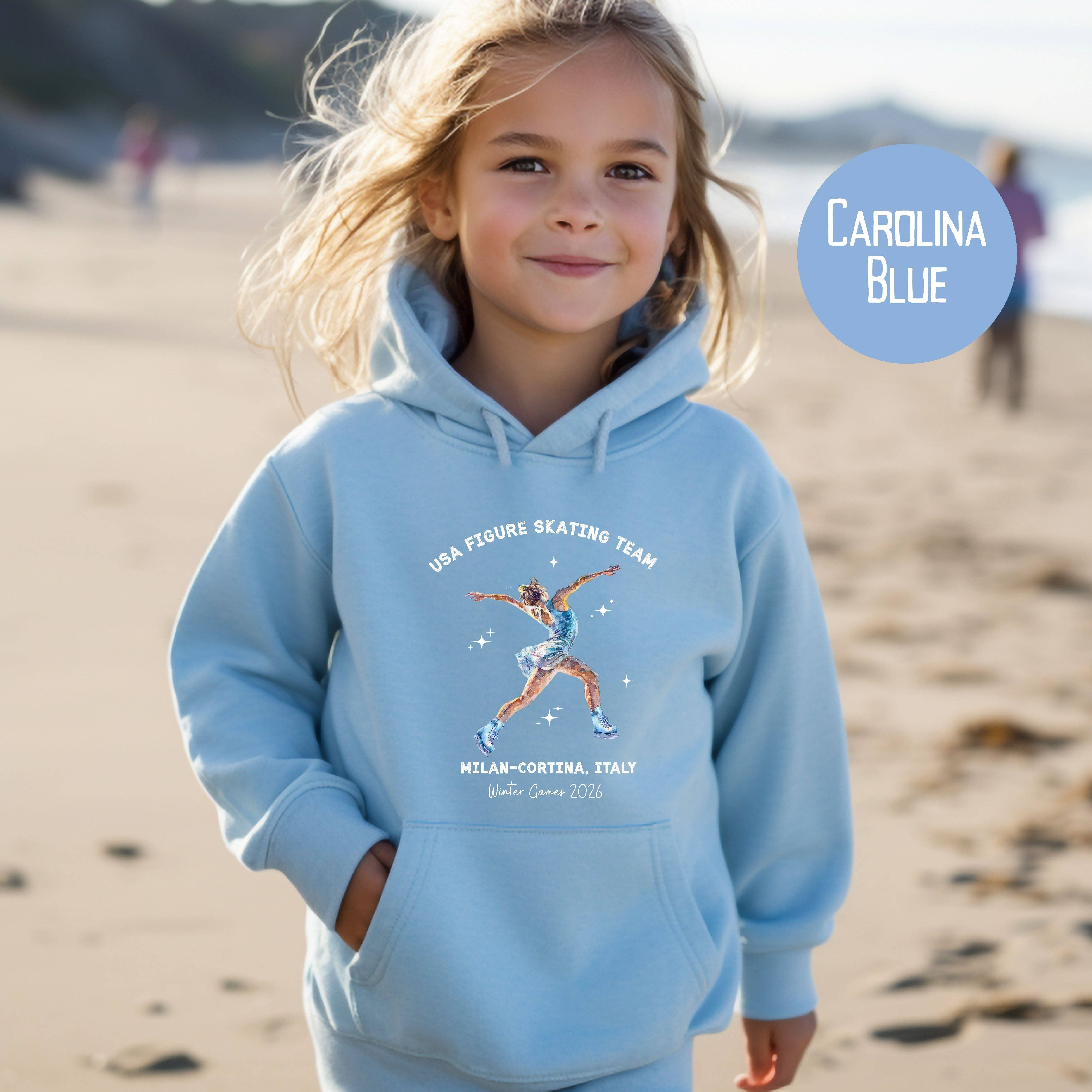 CindyL Boutique – Hoodie - Crianças por atacado – Camisola com Capuz Infantil da Equipa de Patinagem Artística dos EUA Milano Cortina 20261