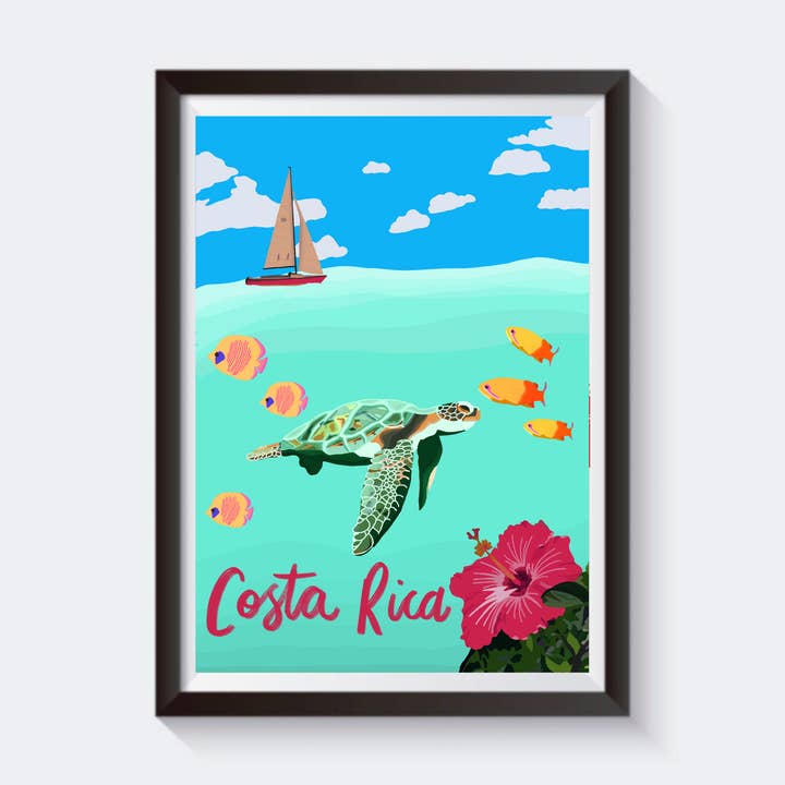 Impresión artística de viajes a Costa Rica, disponible en 6 tamaños para venta al por mayor de 2 Sisters