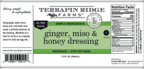 Terrapin Ridge Farms - Wholesale Salad Dressing - Ginger, Miso & Honey Dressing1
