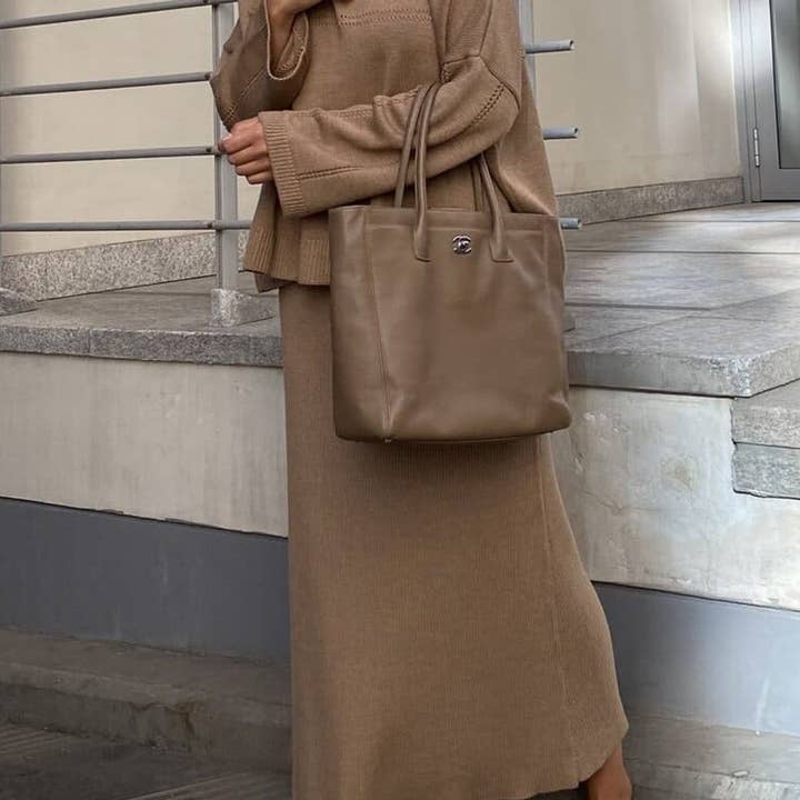 Rosa Clothing - Wholesale Top & Skirt Set - Women's - Polo Collar Loose Pullover Knit Sweater Skirt Set8