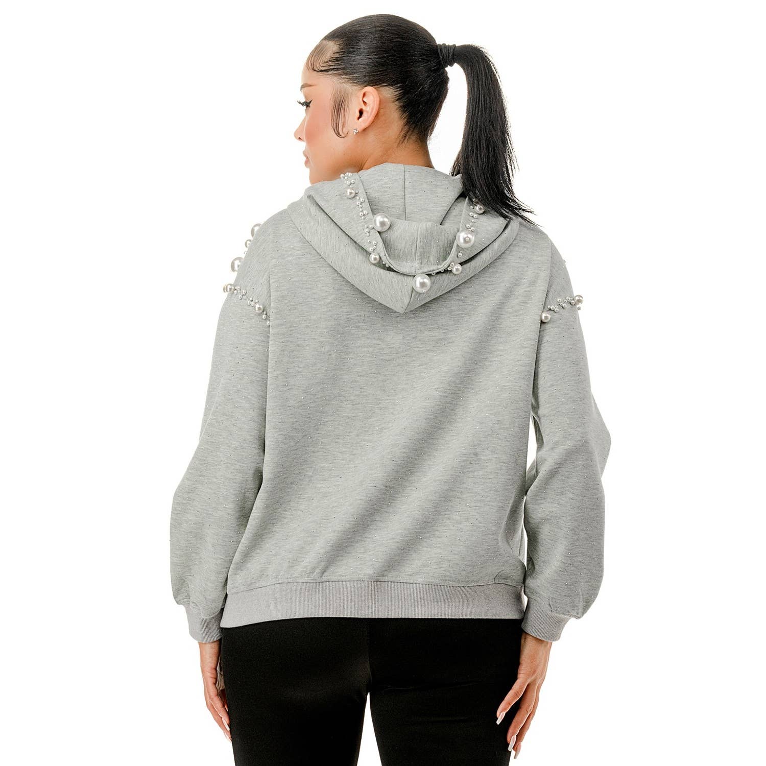 DORCAS - Wholesale Jacket - Women's - Big Pearls Zip Up Hoodie3