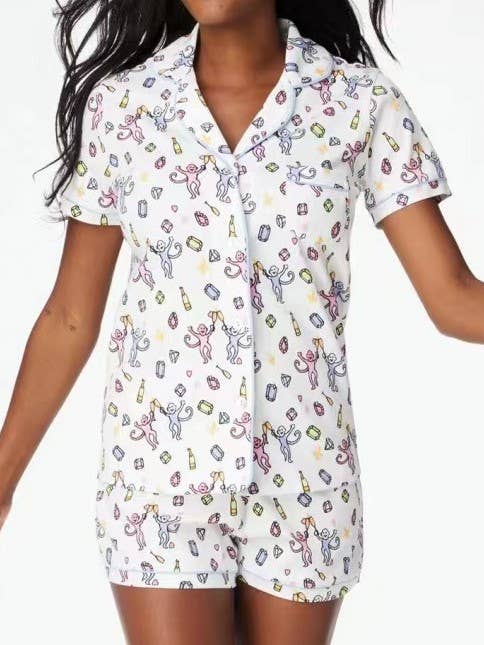 Rosa Clothing - Wholesale Lounge Set - Women's - Comfy Tiger Print Short Sleeve Pajama Set11