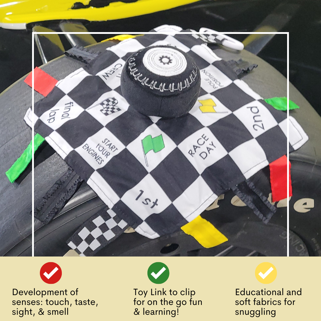 Baby Jack and Company - Wholesale Stuffed/Plush Toy - Kids & Baby - Racing Flag Baby NASCAR Tag Stroller Toy 10" x 10"5