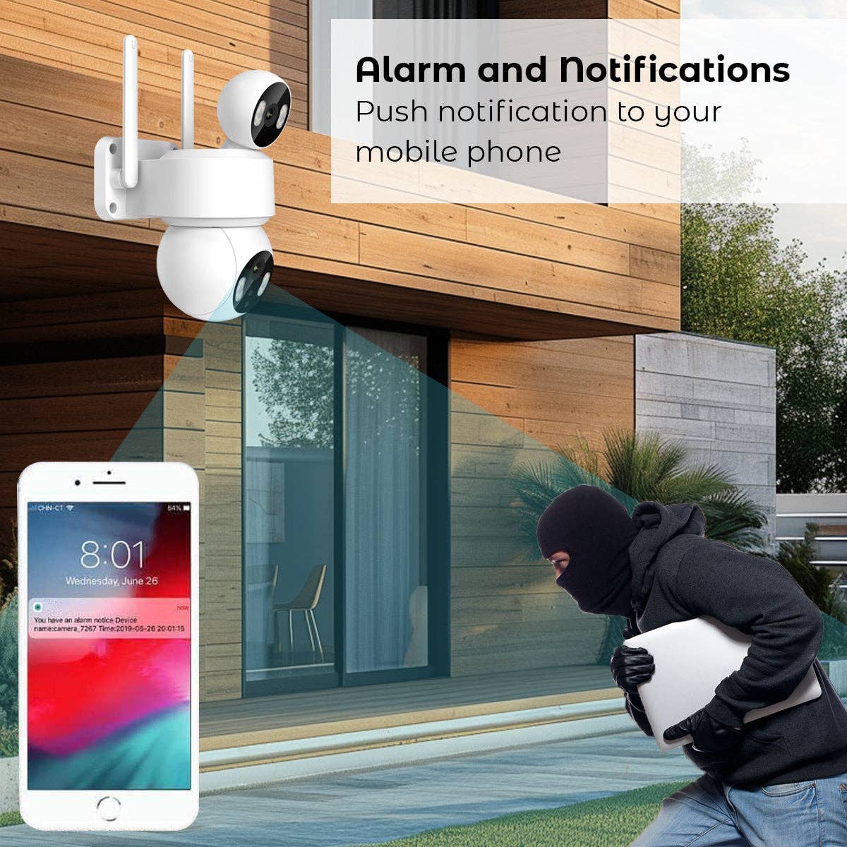 ENER-J - Wholesale Outdoor/Lawn Light - Smart Wi-Fi Dual Lens Outdoor Dome IP Camera IP652