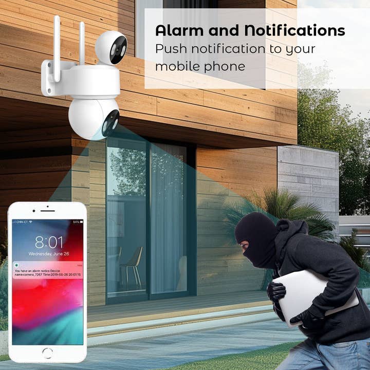 ENER-J - Wholesale Outdoor/Lawn Light - Smart Wi-Fi Dual Lens Outdoor Dome IP Camera IP652