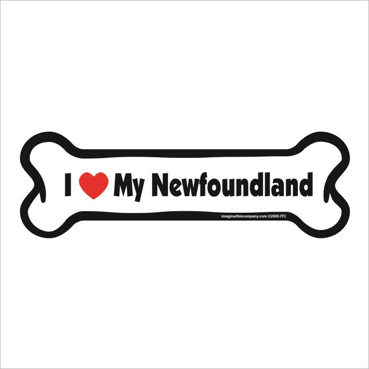 Aimant pour voiture I Love My Newfoundland - Bone Car Magnet pour la vente par Imagine This Company