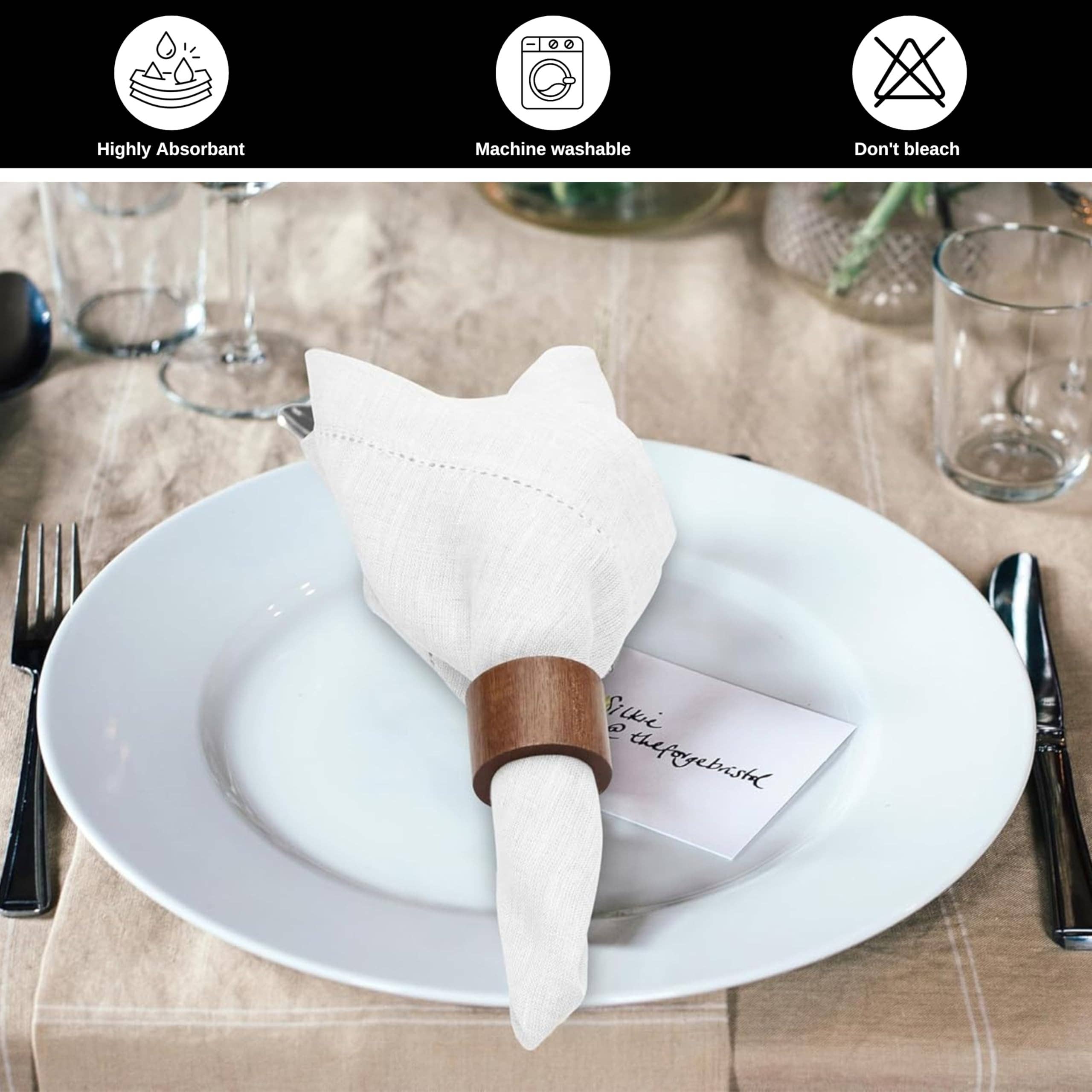 Premium Linen Cloth Dinner Napkins, 16x16- White (Set of 6) for wholesale on Faire5