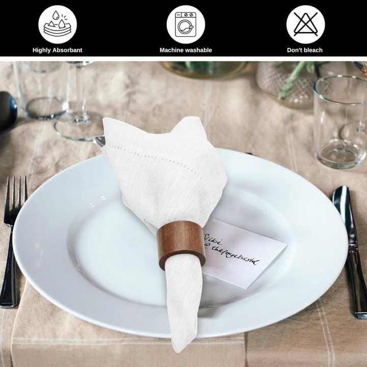 Premium Linen Cloth Dinner Napkins, 16x16- White (Set of 6) for wholesale on Faire5