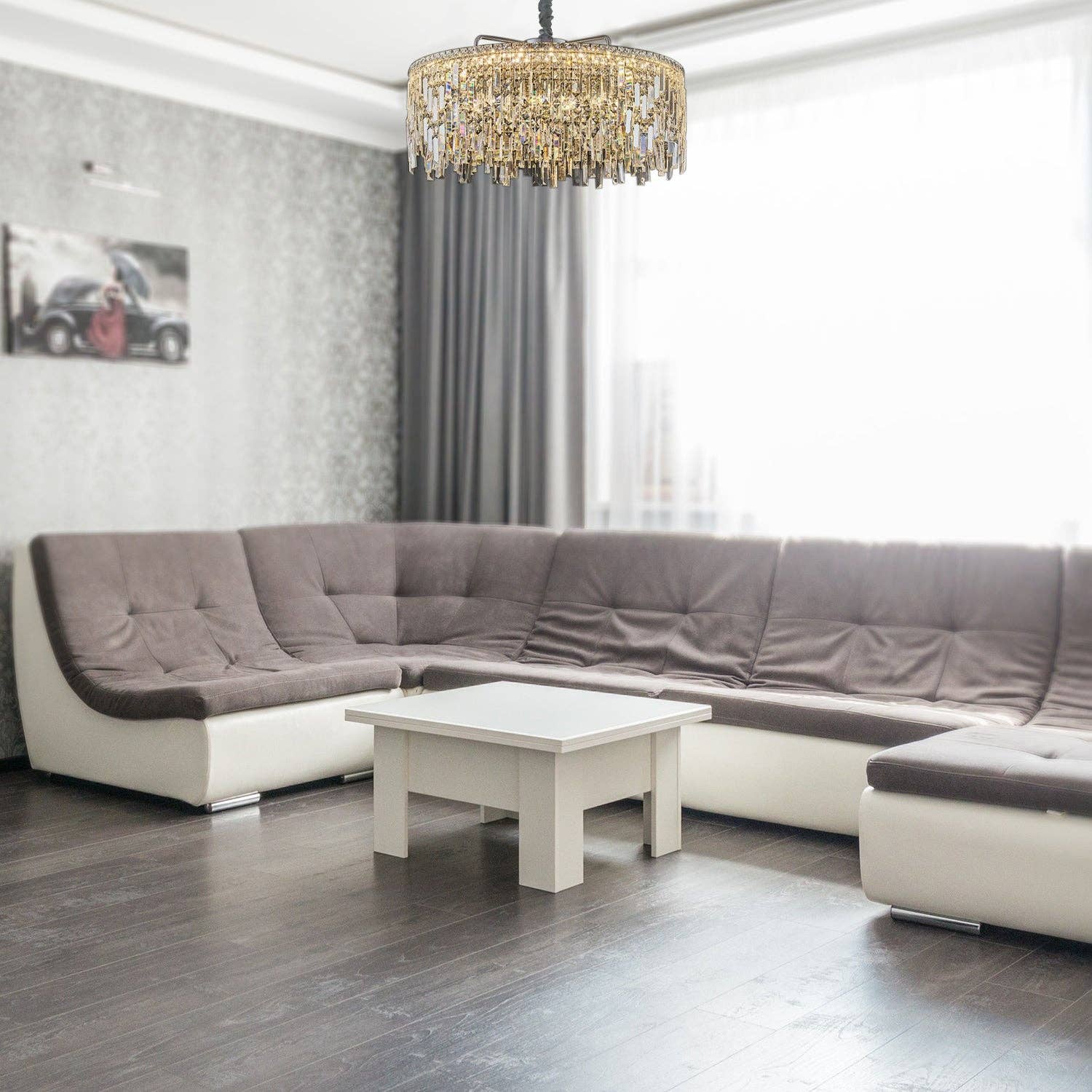 Ledsone - Vente Lustre/Suspension - Lustre moderne en cristal doré à plafond - modèle 480425