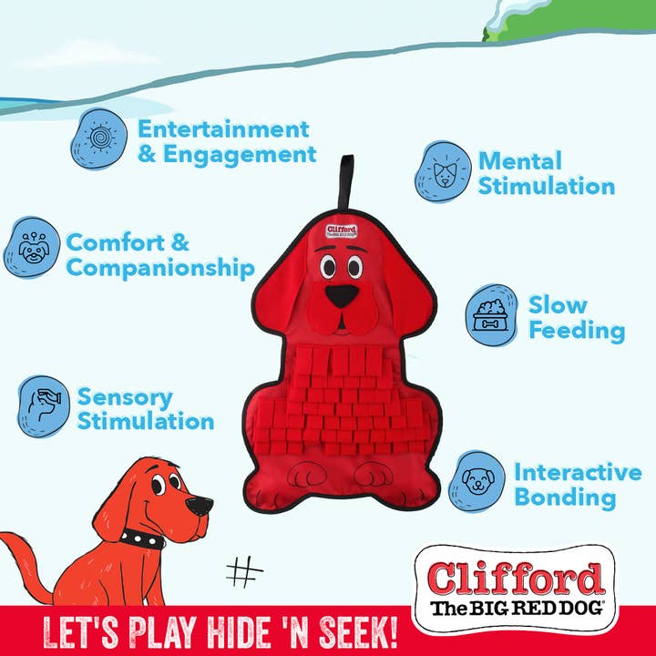 J&C PET SUPPLY LLC - Vendita all'ingrosso Giocattolo - Cani - Giocattolo per cani Clifford® The Big Red Dog Hide n'Seek Snuffle Mat da 23,5"