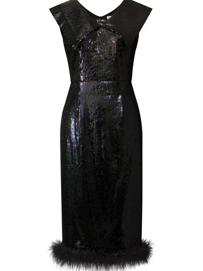 Chic Star Plus Size Sequin Feather Dress In Silver 031524 for wholesale by CHIC STAR