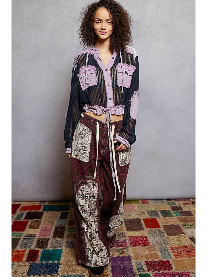 Pol Clothing - Vente Chemise à col boutonné – femme - Chemise à capuche en tricot ouvert avec poche boutonnée sur le devant en solde19