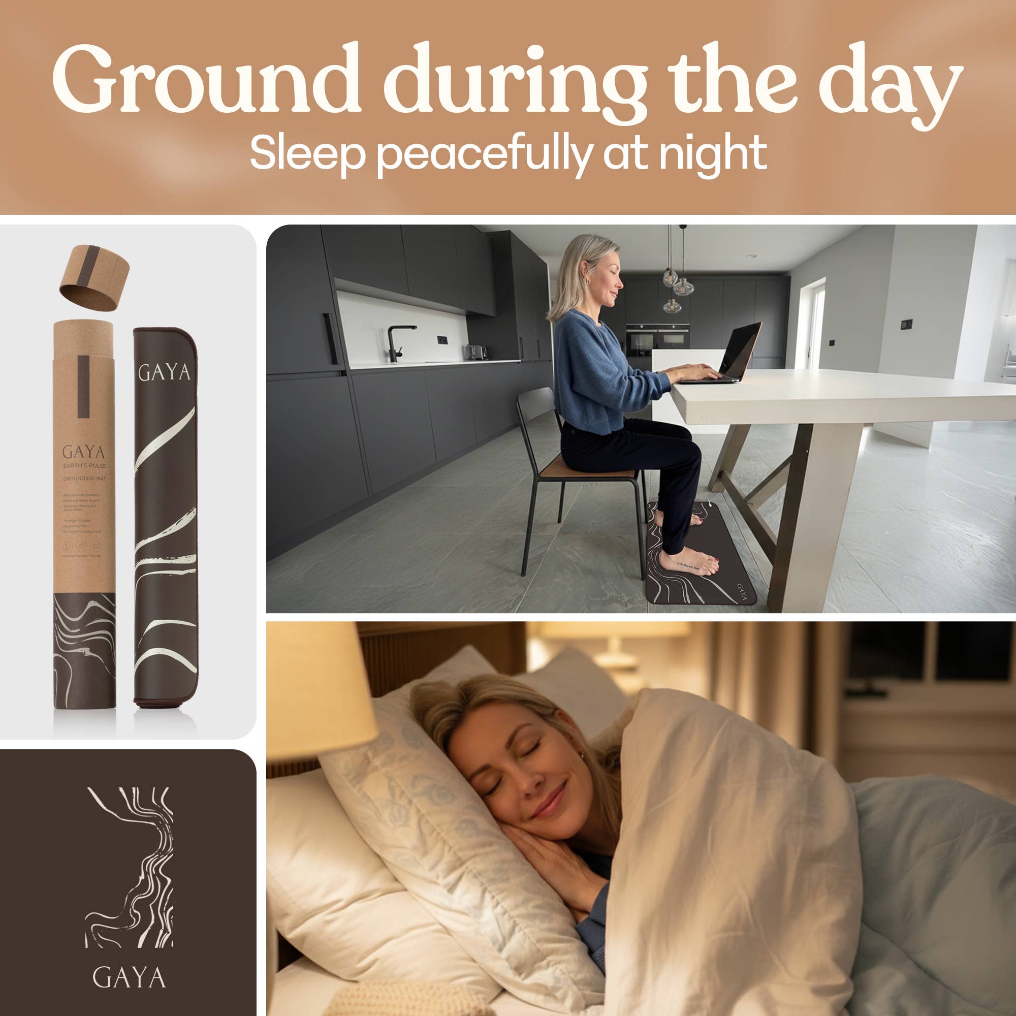 GAYA – wholesale Yoga mat – Grounding Mat - Improve Sleep & Reduce inflammation, Natural4