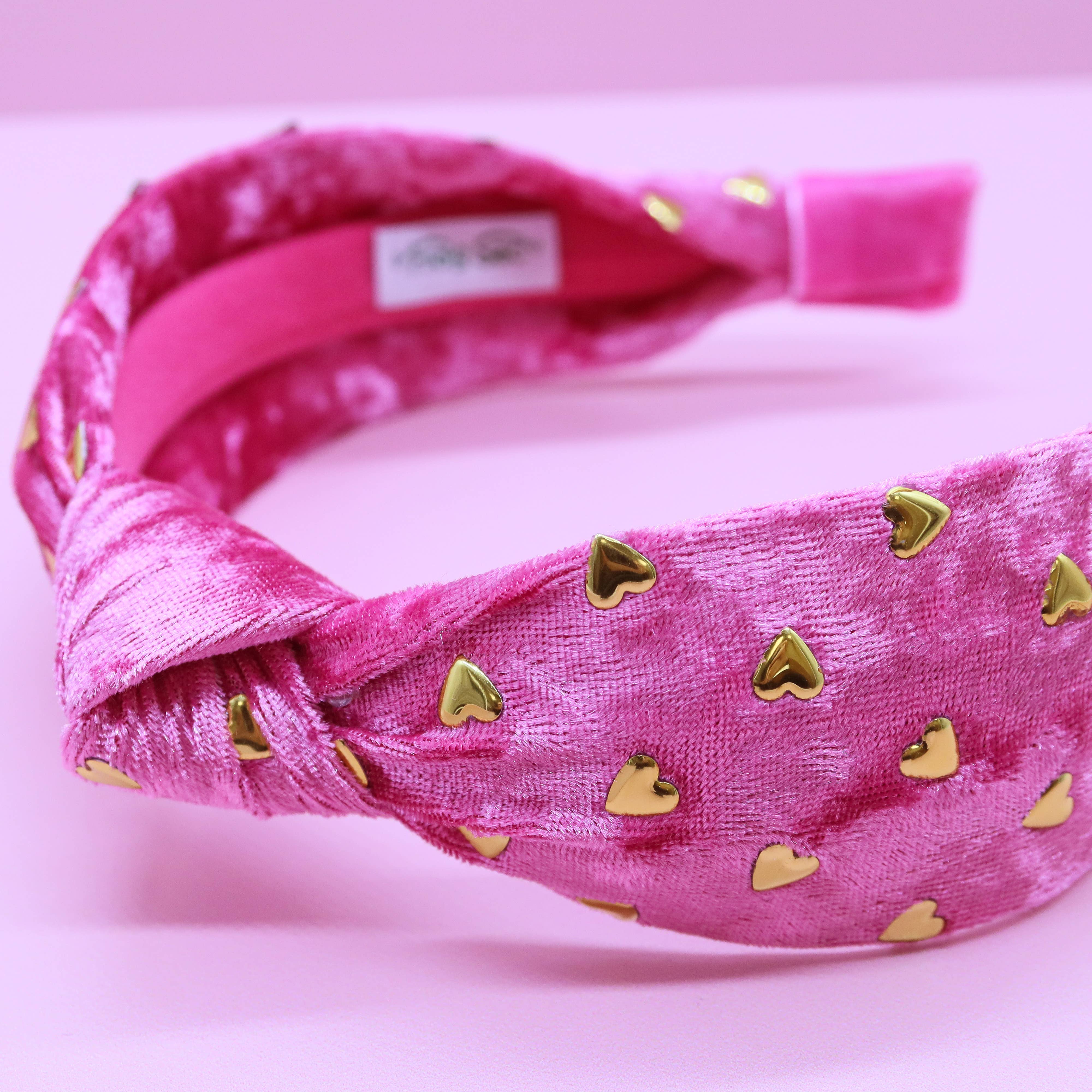 Frog Sac - Wholesale Fashion Headband - Kids - Kids Knot Headband - Gold Heart Stud Velvet Hair Accessories3