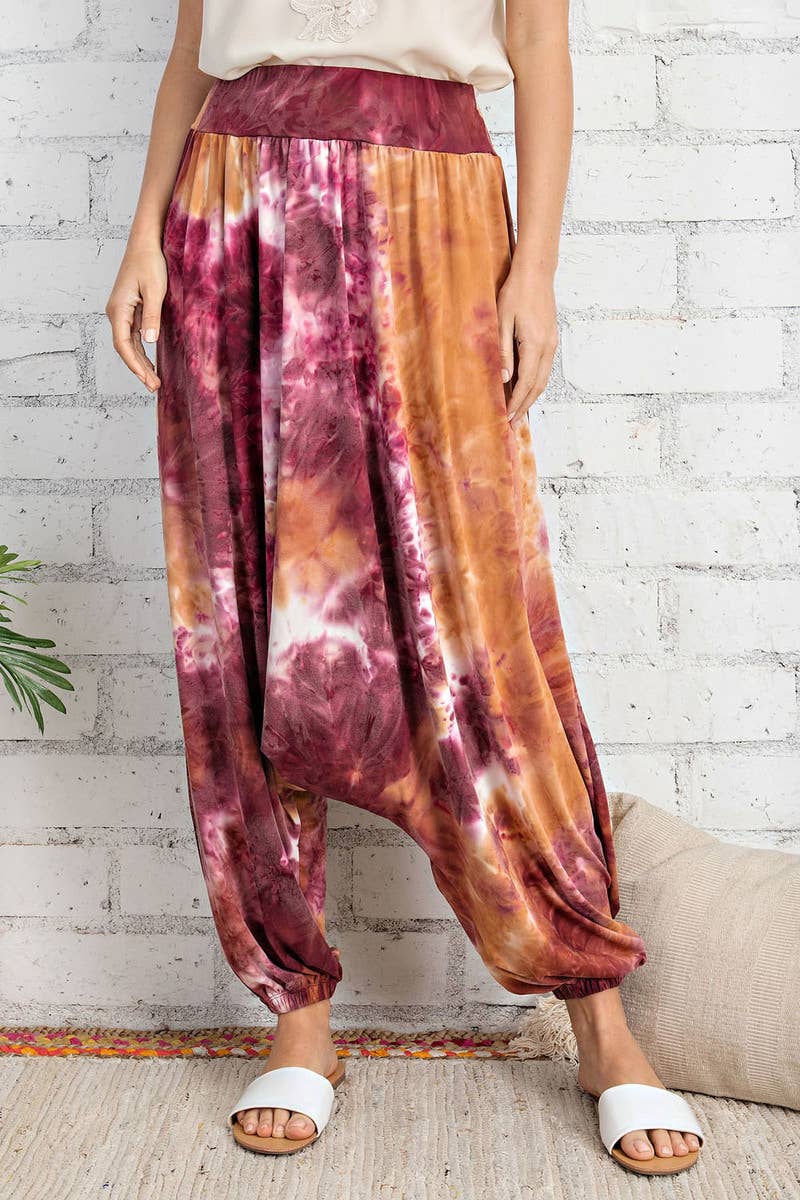 FSL Apparel - Wholesale Pants - Women's - SP6761 - TIE DYE PRINTED JERSEY CINCHED HAREM PANTS6