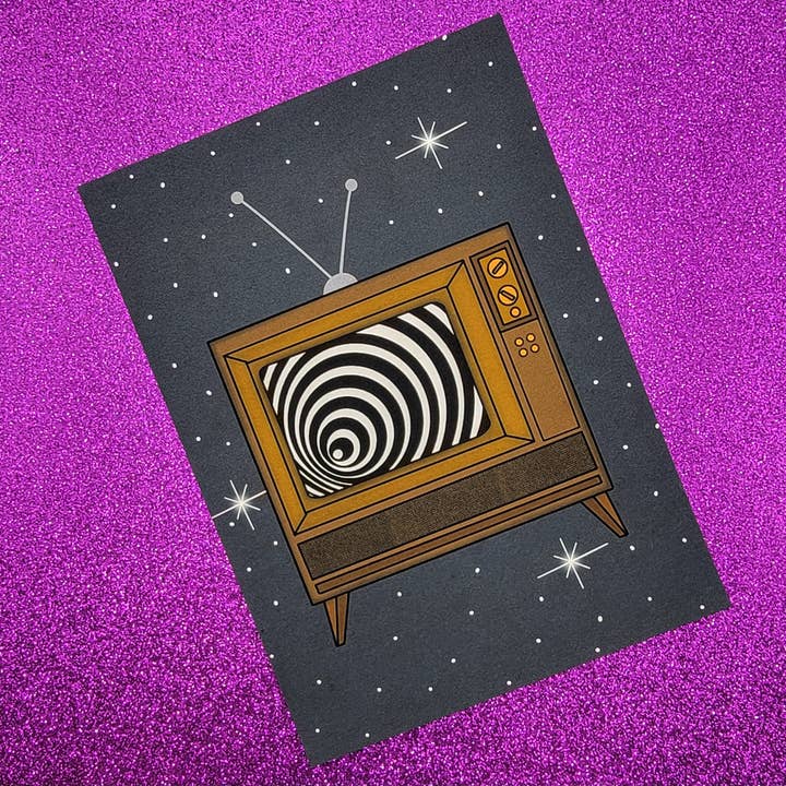 Impression artistique 5x7 Télévision effrayante pour la vente par Printy Vibes