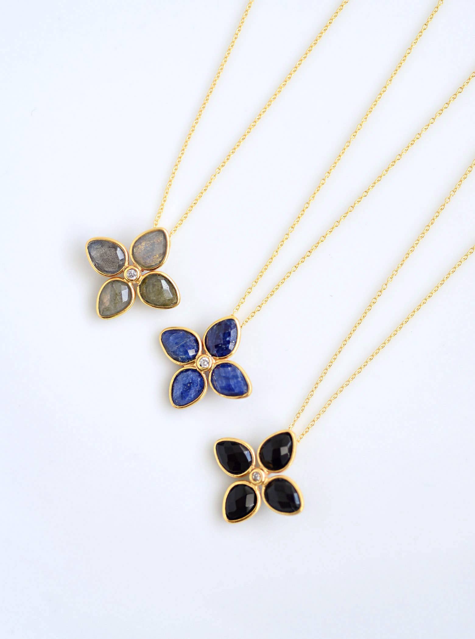 FELIX Z DESIGNS - Wholesale Pendant/Charm Necklace - 16"+2" Multi-stone Floral with CZ Necklace1