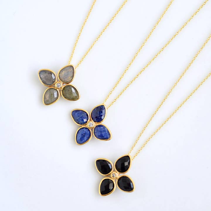 FELIX Z DESIGNS - Vendita all'ingrosso Collana con ciondolo/pendaglio - Collana multipietra floreale con zirconia cubica, 40,6 cm+5,1 cm.1