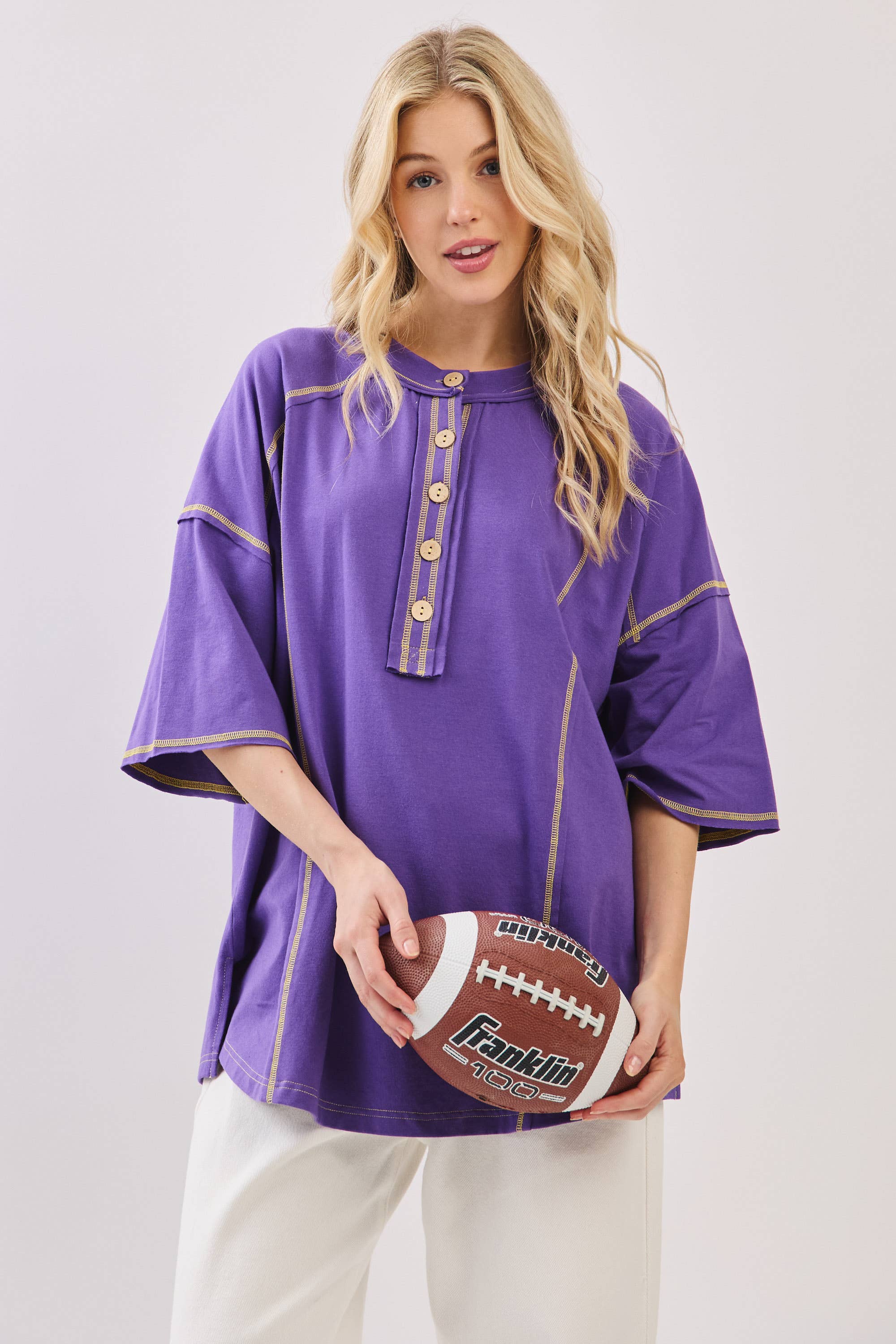 Sewn and Seen – Túnica - Mulher por atacado – Henley Relaxado com Botões30