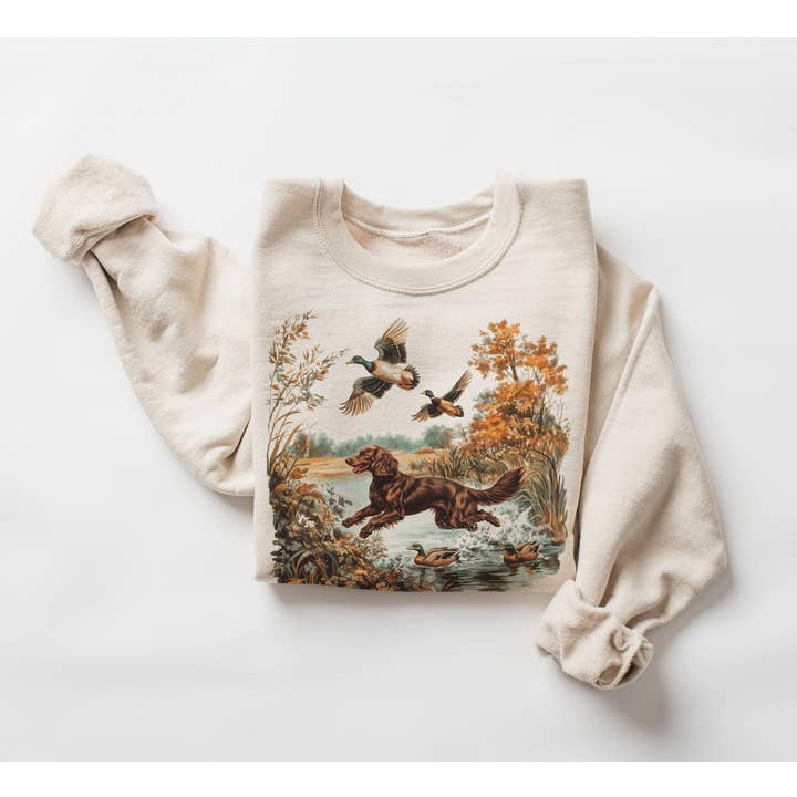 NVC Ecommerce LLC - Wholesale T-Shirt (Graphic) - Women's - Retro Boykin Spaniel Retrieving Mallard Ducks Sweater & Tee2