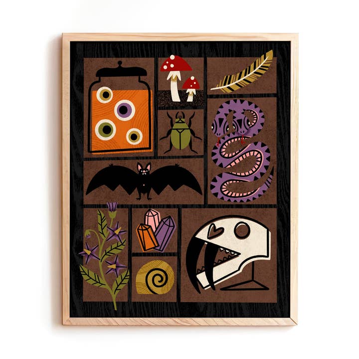 Curiosity Cabinet Print for wholesale by Hideaway House Studio