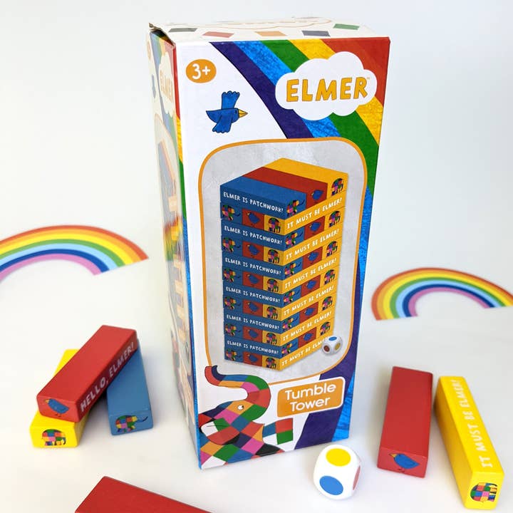 Elmer Tumble Tower Game for wholesale by Robert Frederick Ltd