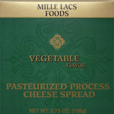ML43273 3.75oz Mille Lacs Vegetable Boxed Cheese Spread for wholesale by Northwoods Food and Gift Enterprises